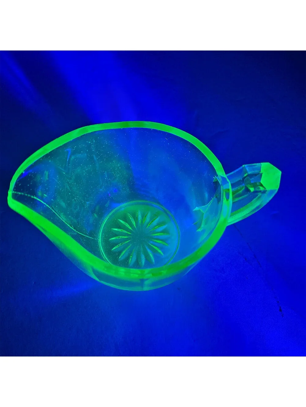 Vaseline Uranium Glass Creamer Art Deco Bartlett Collins Glows
